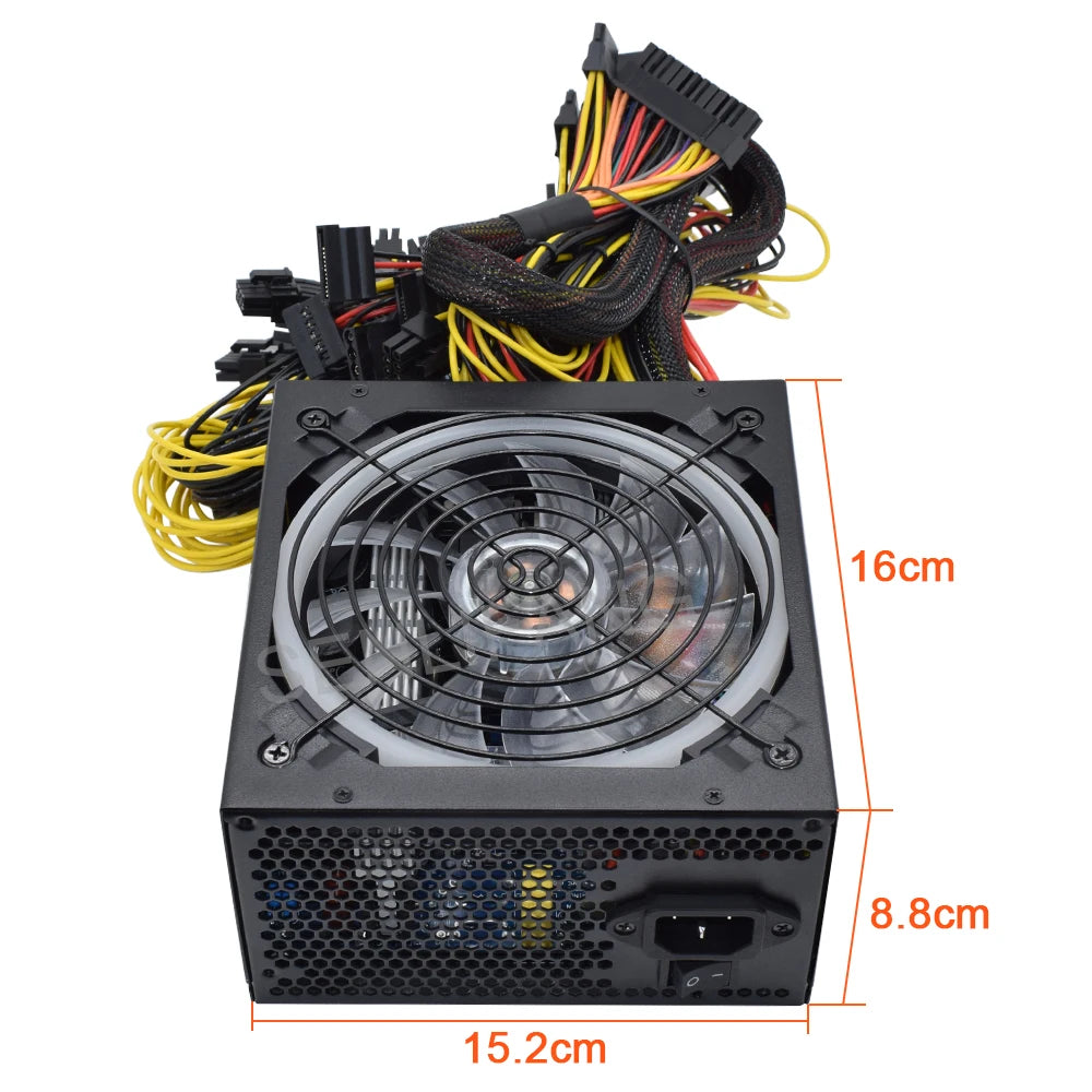2000W Colorful PSU ATX power Supply ,
Computer Machine Support 8 GPU Cards