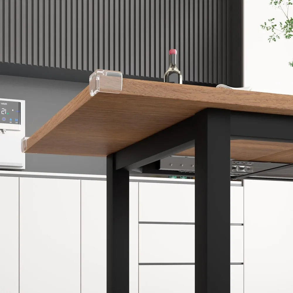 5-Piece Dining / kitchen Table Set for 4-8 People, 
Extendable  with 2 Benches and 2 Square Stools, Mid-Century