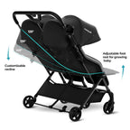 Lithe Double Stroller, Lightweight Side by Side Stroller,
 for Newborn and Toddler, Easy Fold, Spacious Seats with Recline, UPF50+