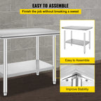 VEVOR Kitchen Work Bench.
Commercial Catering Table with Undershelf Stainless Steel 330LBS 286LBS for Restaurant Garage