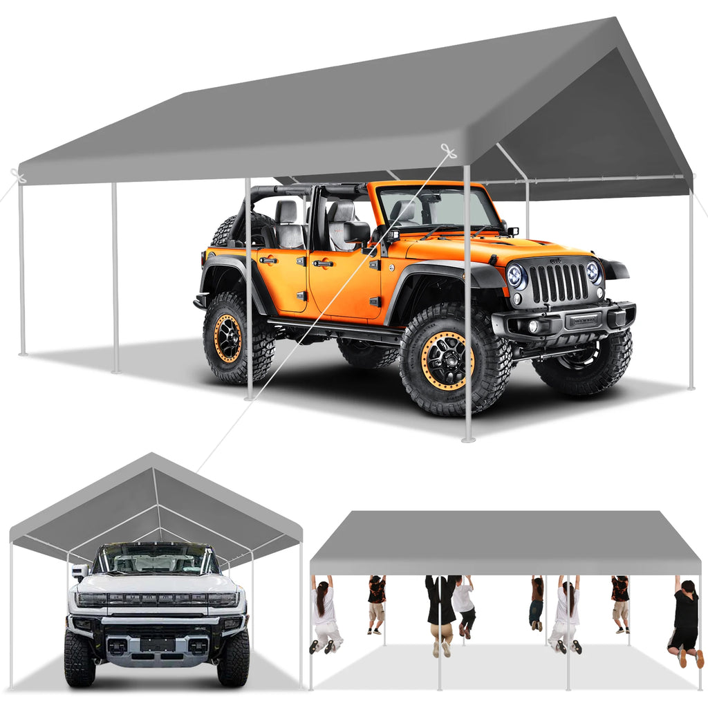 12x20ft Carport Heavy Duty, Portable Garage with Built-in Sandbags, Car Canopy for Truck, Boat, SUV with All-Season Tarp fall