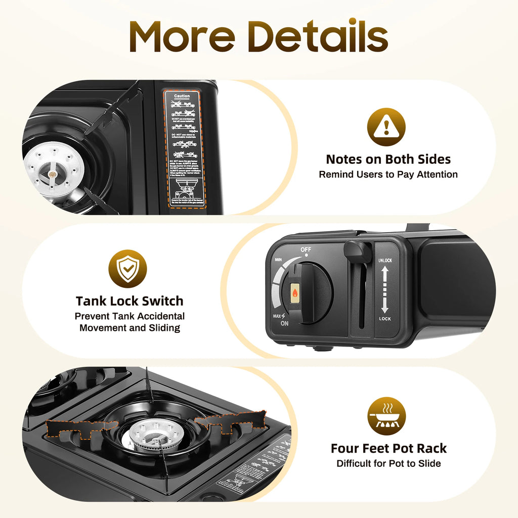 Butane Gas Camping Stove 
Dual Burner Portable Outdoor Grill for Picnic Hiking Trekkin