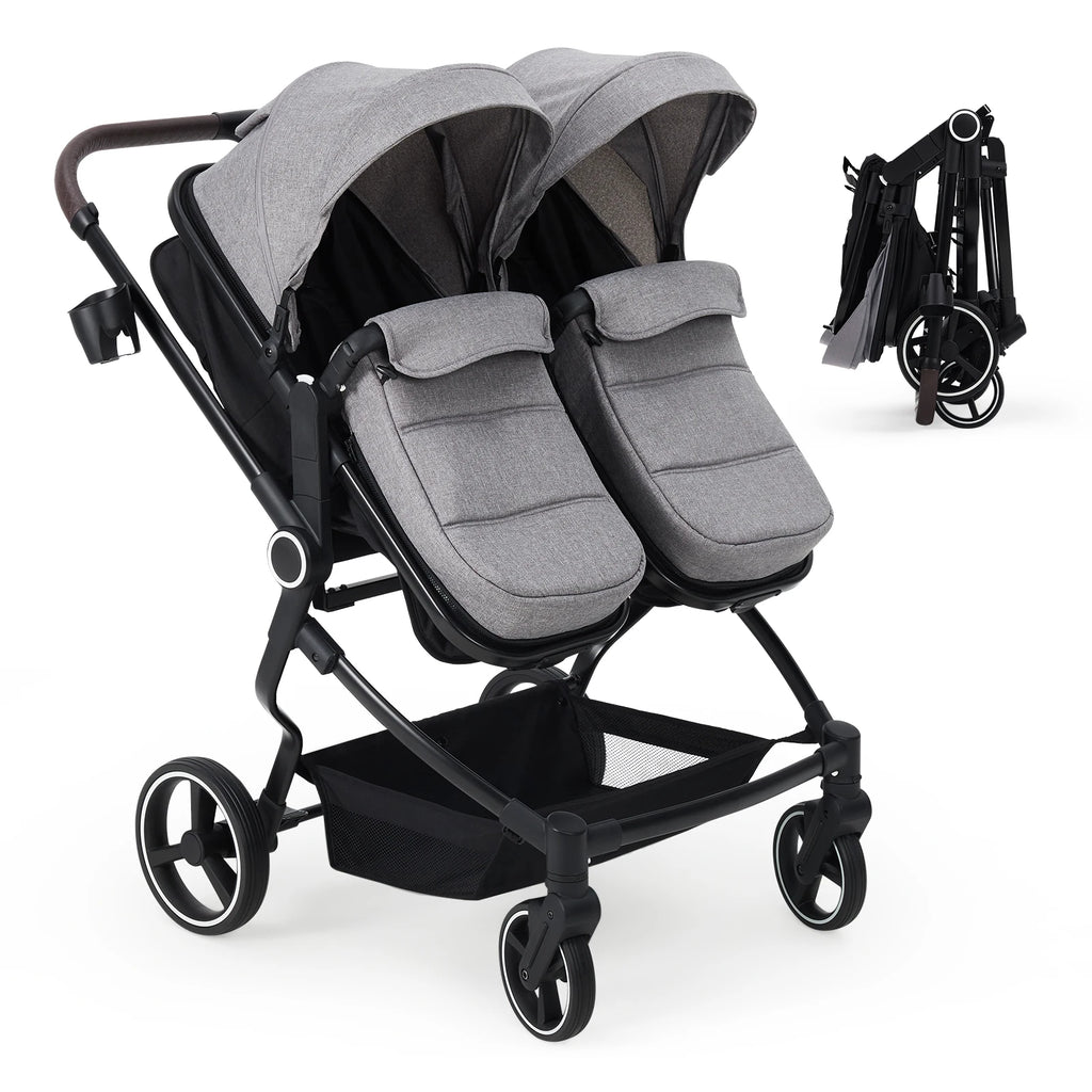Double Stroller for Newborn and Toddler, 
 with Lightweight Compact Fold, Adjustable Cancline