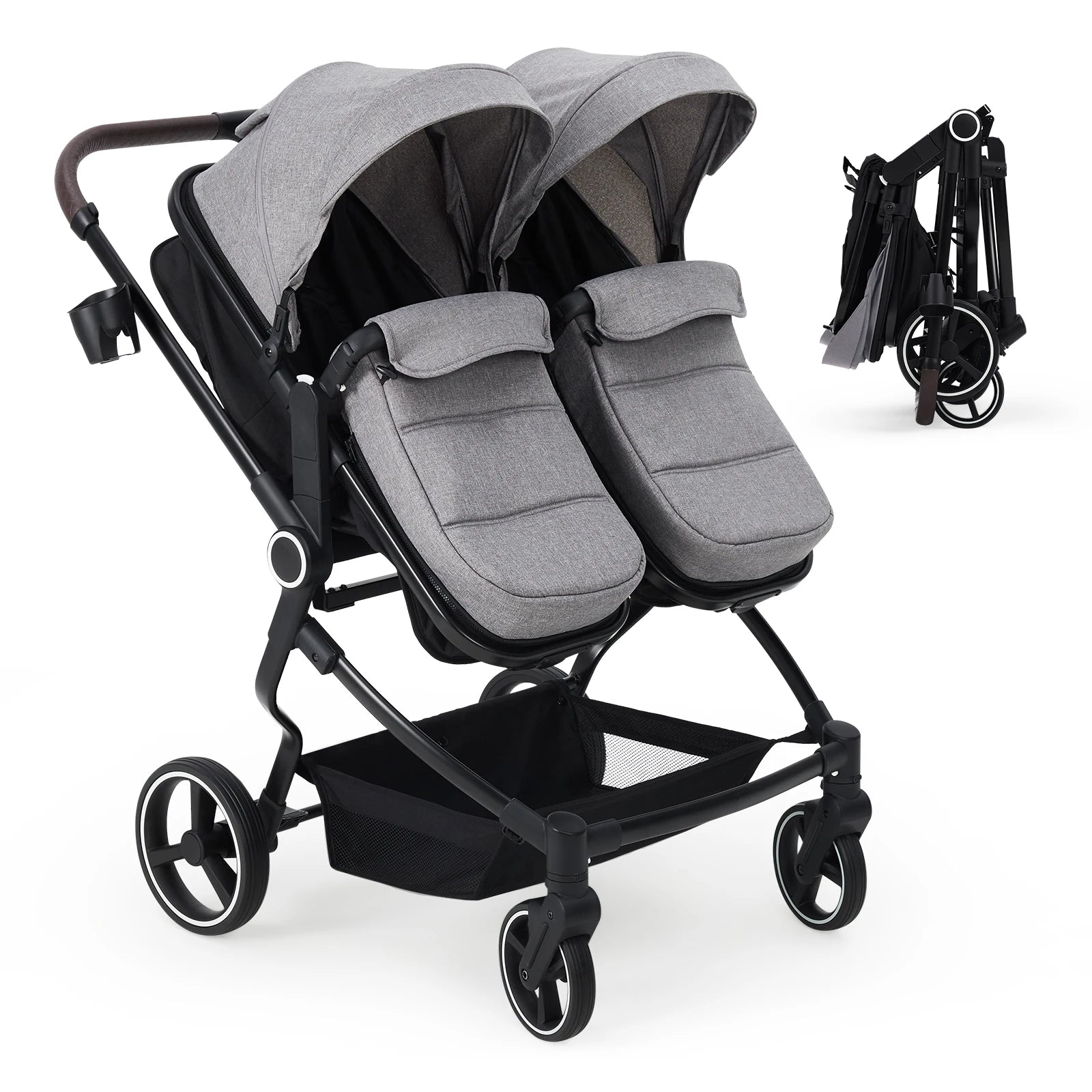 Double Stroller for Newborn and Toddler, 
 with Lightweight Compact Fold, Adjustable Cancline