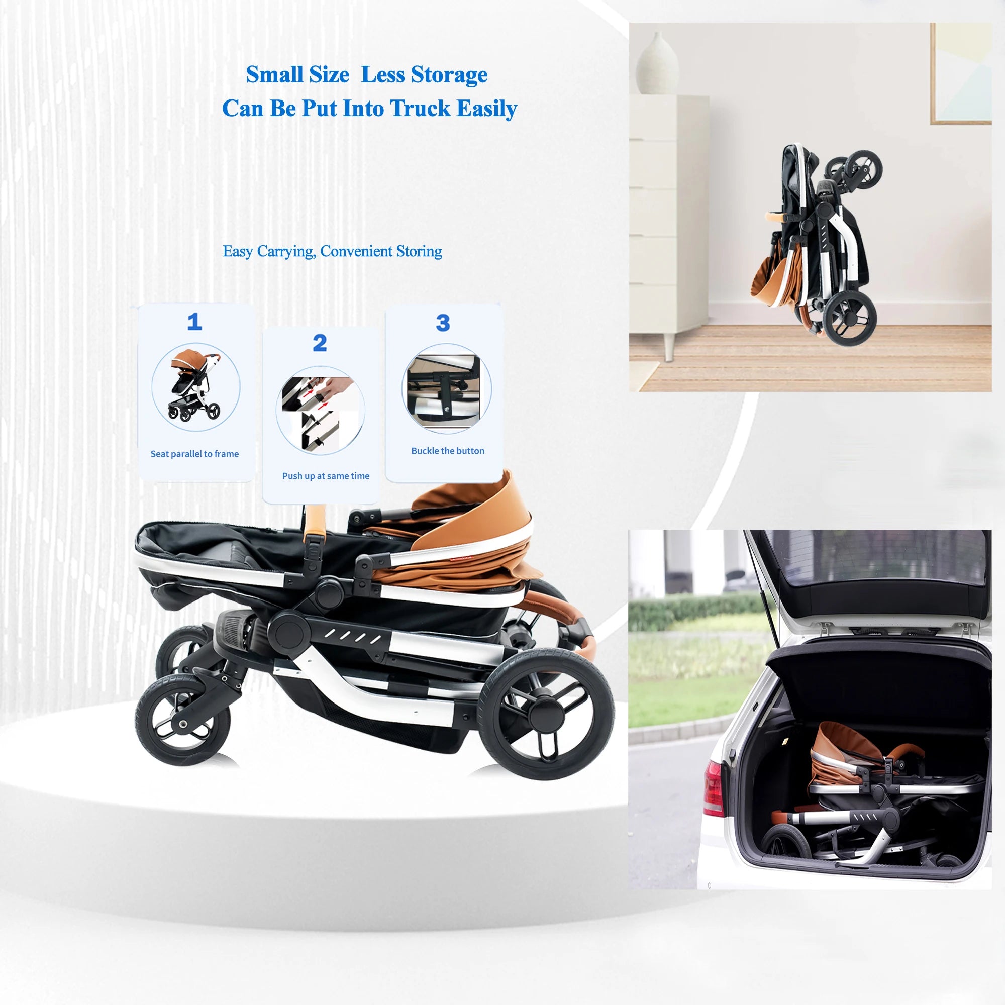 Baby Stroller High-Land scape Baby Carriage 
Adjust Position for Infant Toddler Portable
Folding Pram Reversibale Stroller 2in1