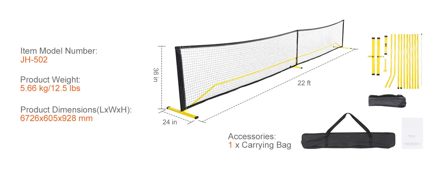 SucceBuy Portable Pickleball Net System
 22FT Full Court Official Regulation Size Pickle Ball Outdoor with Court Line