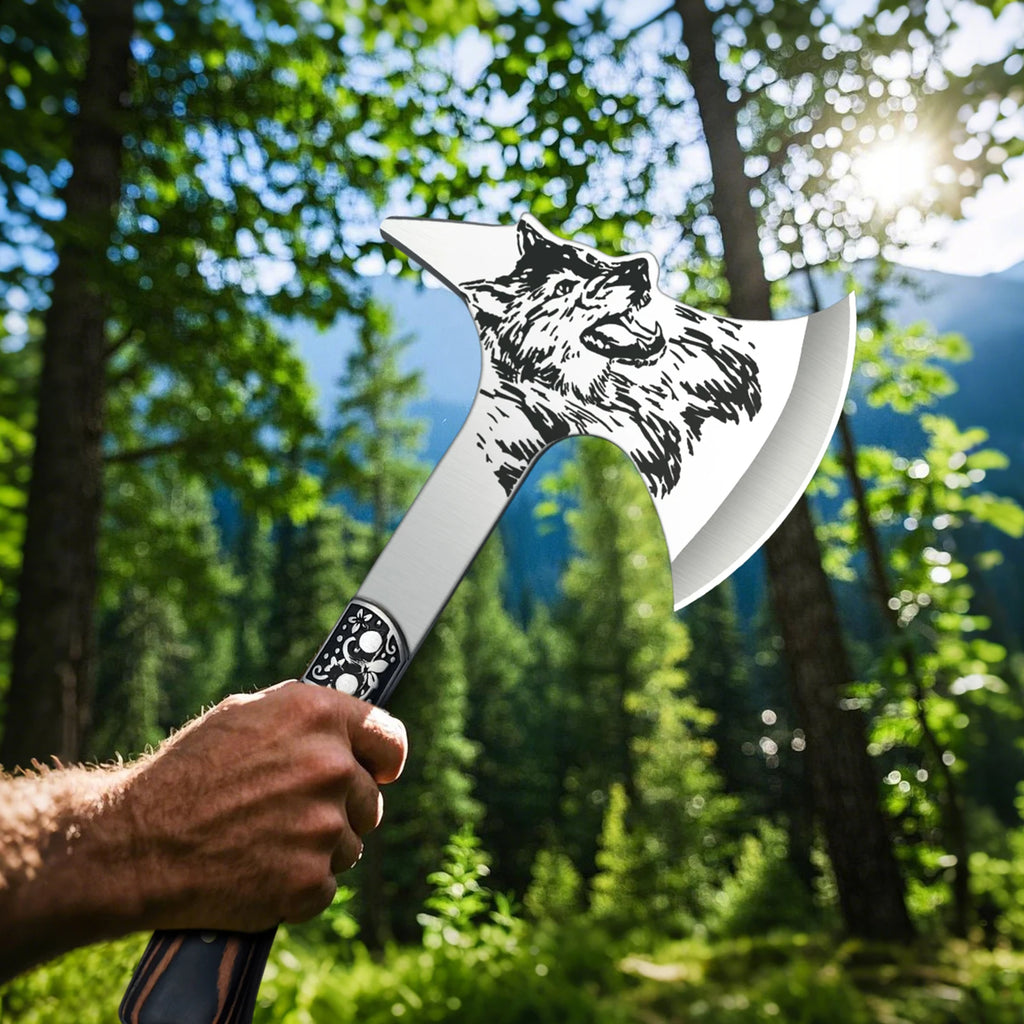 High Hardness Stainless Steel Survival Axe .  
Multi-function Outdoor Camping Tactical Wolf-head Axe.
Hunting Tools , Portable Tomahawk