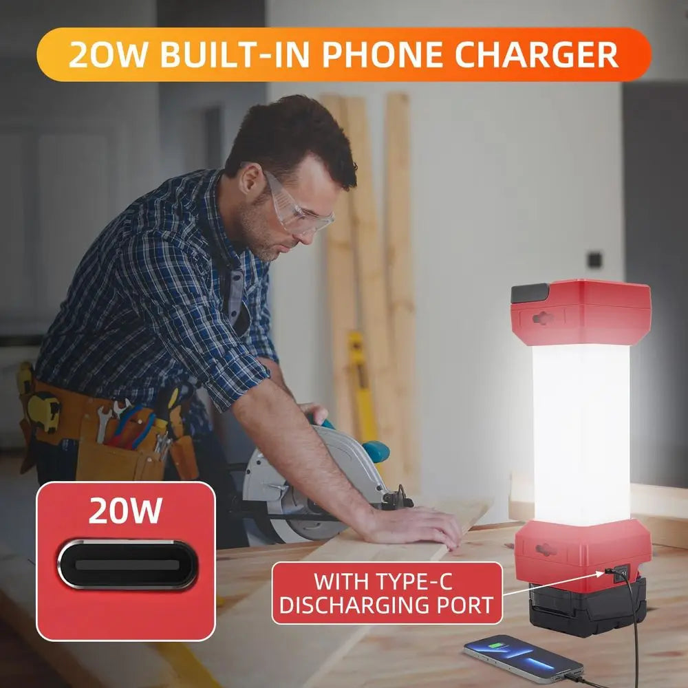 LED Work Light or  18v Battery, 2900LM Outdoor Camping Lantern, 2nd Portable Inspection Light or Car Repair,Workshop, 
BATTERY not included.