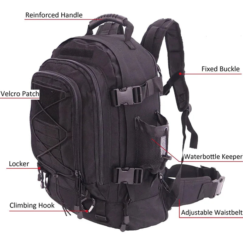 60L Military Tactical Backpack Army Molle Assault Rucksack