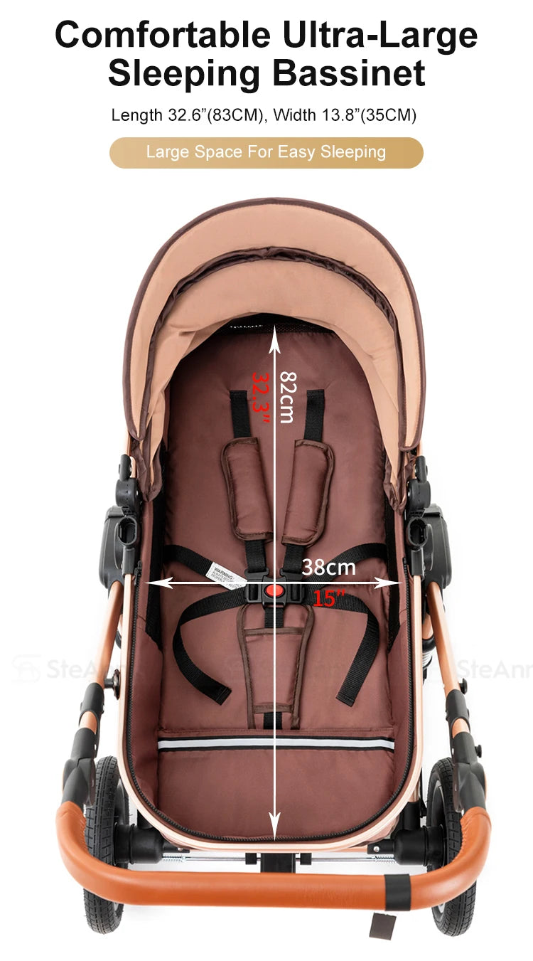 Baby Stroller Combo Car Seat, Travel System with Isofix Base,
Baby Carriage 3in1 Reversible Foldable Standard Stroller