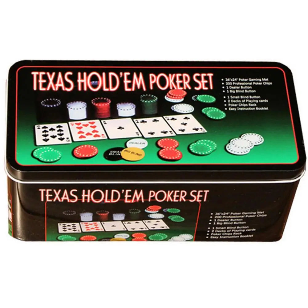 200Pcs Texas Poker Chips With Box Professional Card Games Counting Casino Poker Game Set Chip Cloth Playing Cards Gambling Games