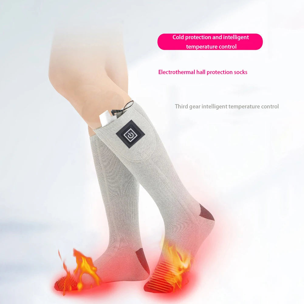 1Pair Winter Heated Socks Anti Slip 
Battery Powered 
Cold-Proof  Heating Warm Long Socks For Outdoor Skiing Hiking