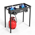 2 Burner Outdoor Propane Gas Stove
 150K BTU High Pressure
 Stand Cooker for Backyard Cooking ,Camping ,Home Brewing ,Canning ,Turkey