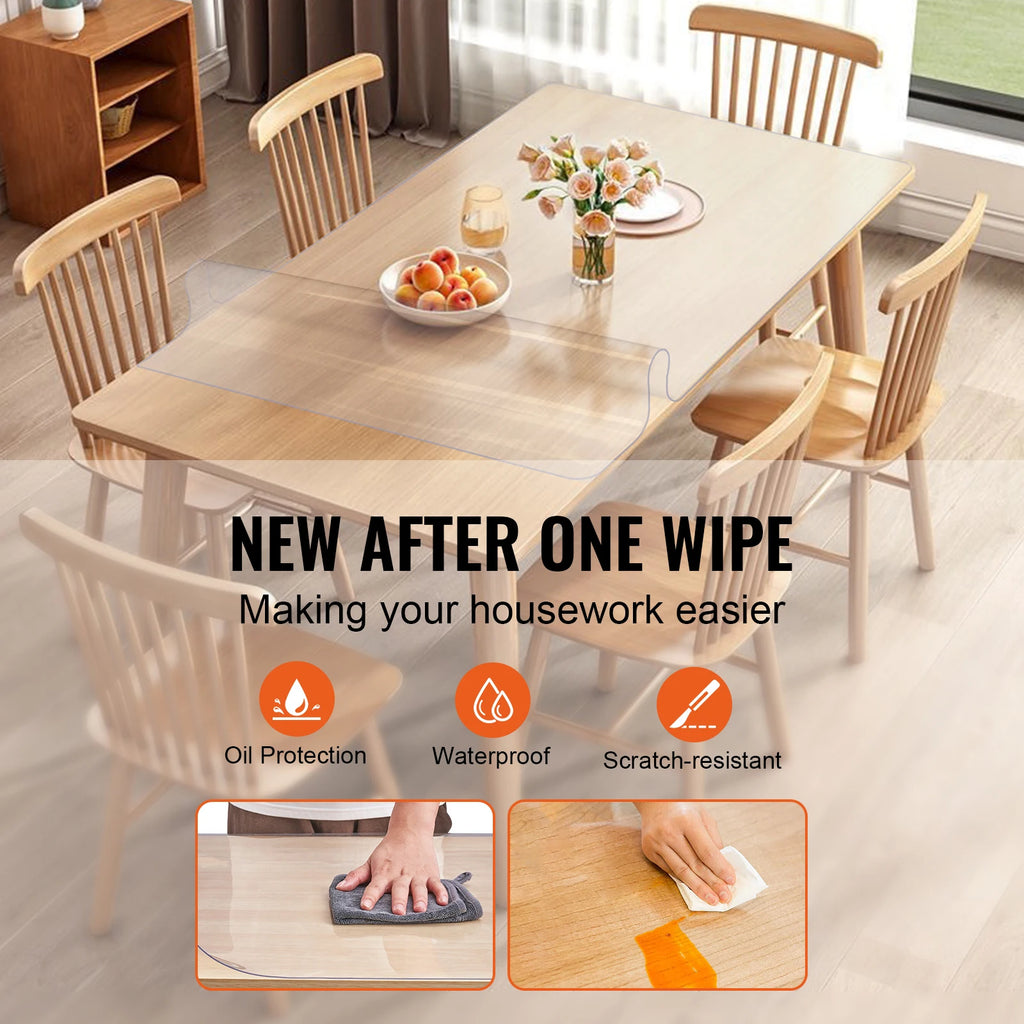 SucceBuy PVC Tablecloth Transparent Table Cloth 
1.5mm Waterproof Kitchen Oil-Proof 
Table Mat Plastic Soft Glass Protector Cover