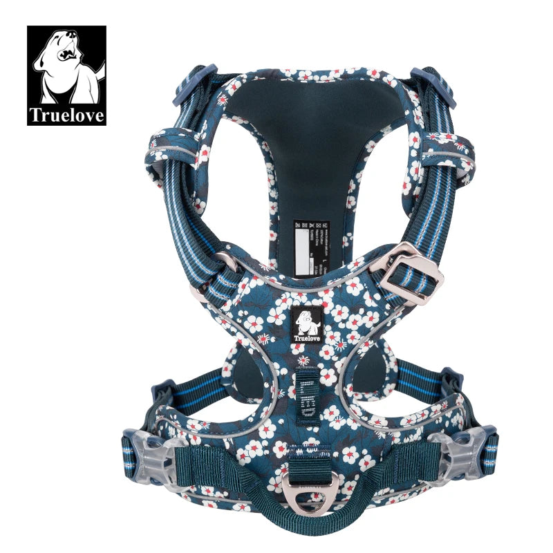 Truelove Pet Dog Harness Floral 
No Pull,      Cotton Fabric Breathable and Reflective Soft for Big ,Medium ,Small, Adjustable Vest