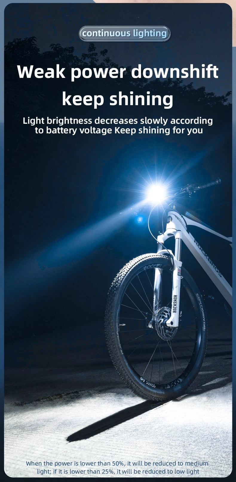ROCKBROS Bicycle Light 
Rainproof Type-C Charging
 LED 2000mAh MTB  Front Lamp Headlight Ultralight,  Flashlight Bike Light