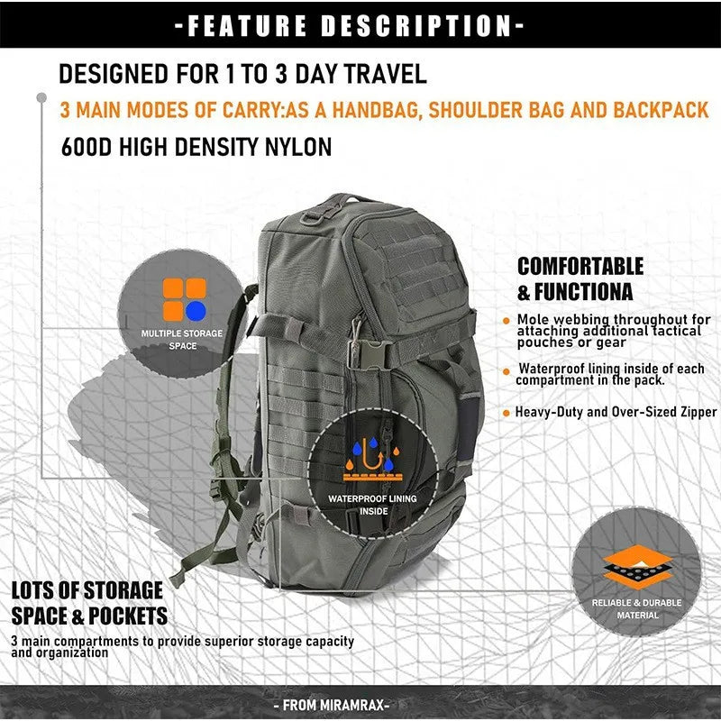 40L 60L 80L Waterproof Travel Bags Large Capacity  Men Duffel Bag