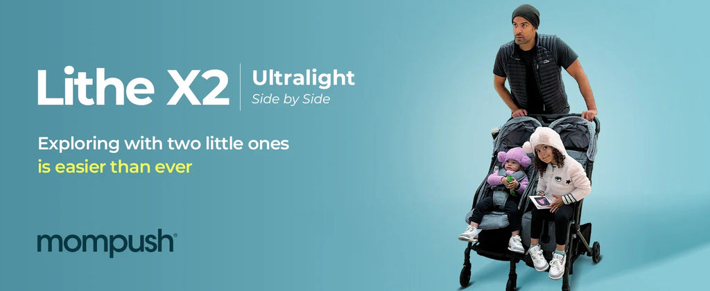 Lithe Double Stroller, Lightweight Side by Side Stroller,
 for Newborn and Toddler, Easy Fold, Spacious Seats with Recline, UPF50+
