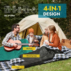Queen Size Flannel Sleeping Bag for Adults, 
Ideal for Cold Weather Camping, Two Person, Includes 2 Pillows