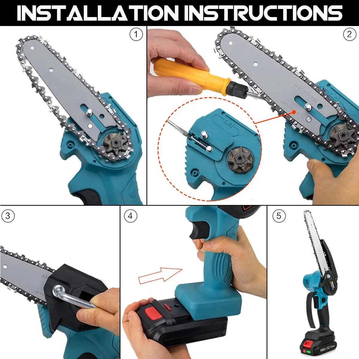 Gisam 8 Inch Brushless Electric Chainsaw
 Cordless Electric Saw Woodworking  
Cutting Tool Compatible with Makita 18v Battery Pin