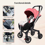 Multi-functional baby stroller, Foldable , Outdoor handcart, Adjustable backrest, Bidirectional push high view