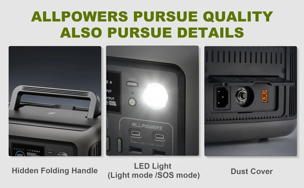 ALLPOWERS Portable  R600, 
299Wh LiFeP04 Battery with 2x 600W (1200W Surge)
 AC Outlets for Outdoor Camping RV Home