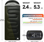 0 Degree XXL Winter Sleeping Bags for Adults Cold Weather,Camping Sleeping Bag for Kids with Compression Sack,4 Season Camping