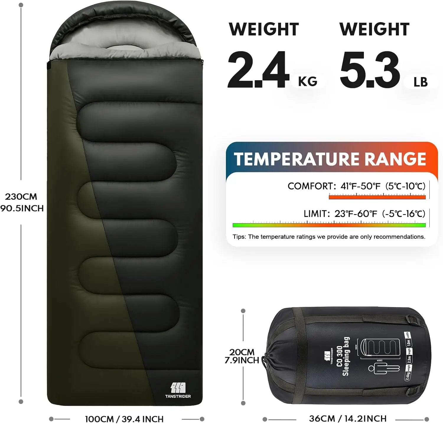 0 Degree XXL Winter Sleeping Bags for Adults Cold Weather,Camping Sleeping Bag for Kids with Compression Sack,4 Season Camping