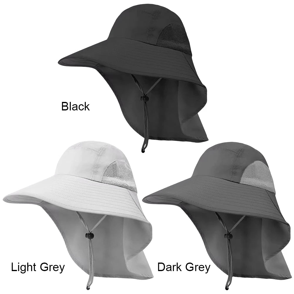 Summer 12CM Large Brim Sun Hat . 
Men Women Breathable Fishing Cap
Sun UV Protection Mesh Fisherman Hiking, Beach