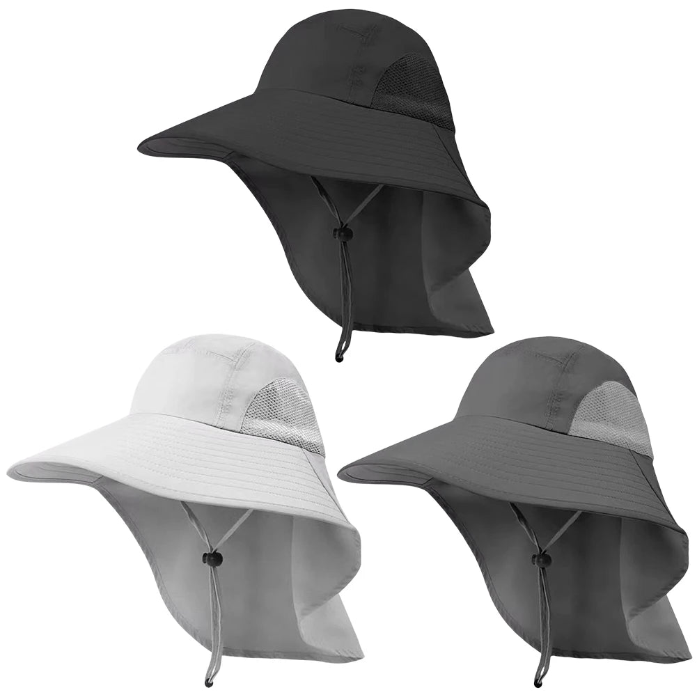 Summer 12CM Large Brim Sun Hat . 
Men Women Breathable Fishing Cap
Sun UV Protection Mesh Fisherman Hiking, Beach