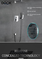 Black Concealed Shower System
Rain Waterfall Bathroom Embedded Shower Faucet Set with Tub Spout