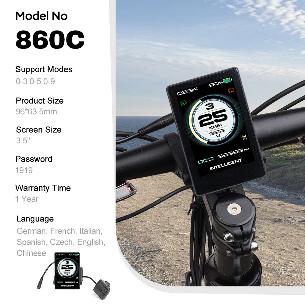 Bafang LCD Color Display Instrument 36V 48V 52V P860C 860C P850C 600C C965 DPC18 BF-UART Protocol Bluetooth 750W Motor E-bike