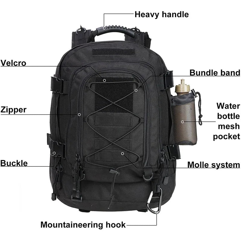60L Military Tactical Backpack Army Molle Assault Rucksack
