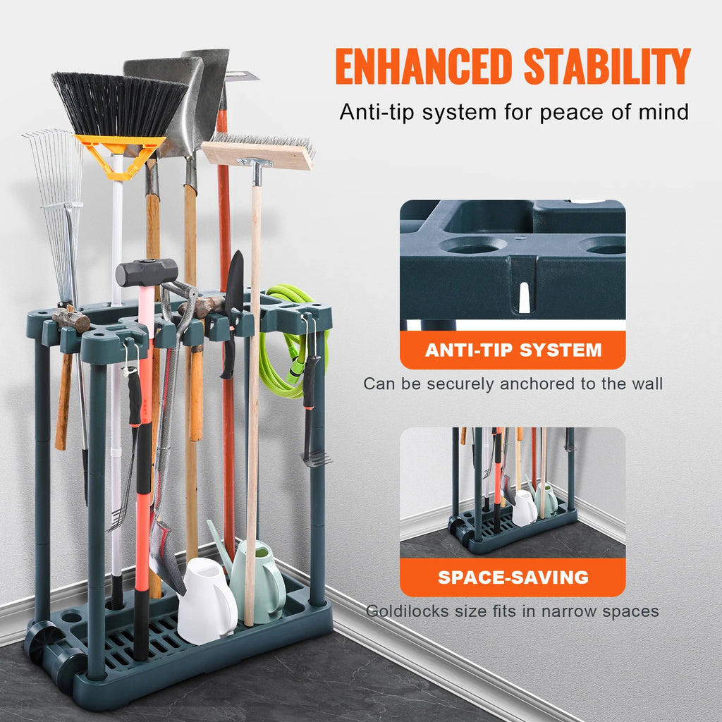 SucceBuy 10 Slots Yard Garden Tool Organizer 
Long-Handl Tool/Rake/Broom 
Tower Storage Rack Stand Holder for Garage Organization