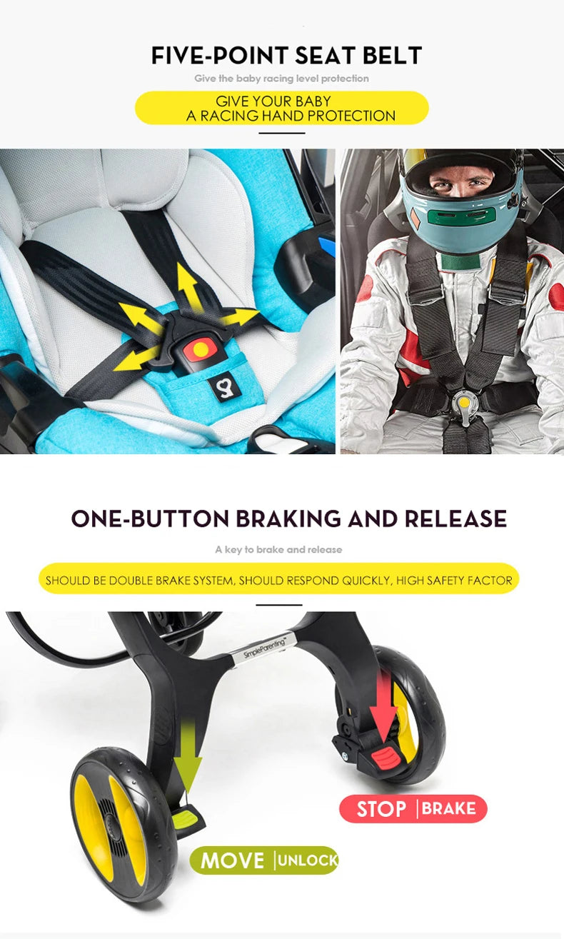 Baby Stroller Safety Car Seat 
Cart Carriage Lightweight Multi-functional
Travel System Baby Pushchair