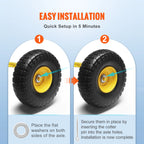 SucceBuy 2-Pack Solid PU Run-Flat Tire Wheel 10" 
Flat Free Tubeless Tires and Wheels for Dollies Garden Trailers Various Carts