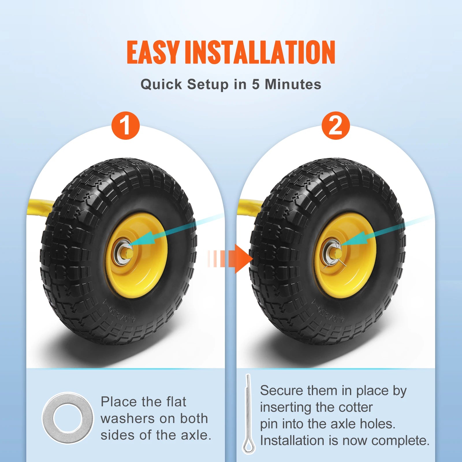 SucceBuy 2-Pack Solid PU Run-Flat Tire Wheel 10" 
Flat Free Tubeless Tires and Wheels for Dollies Garden Trailers Various Carts