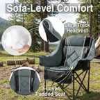 Camping Chair for Adults . Heavy Duty . 400 lbs Padded Folding Chair 
with Wine Glass Holder, 2 Cup Holders amp Side Pockets,