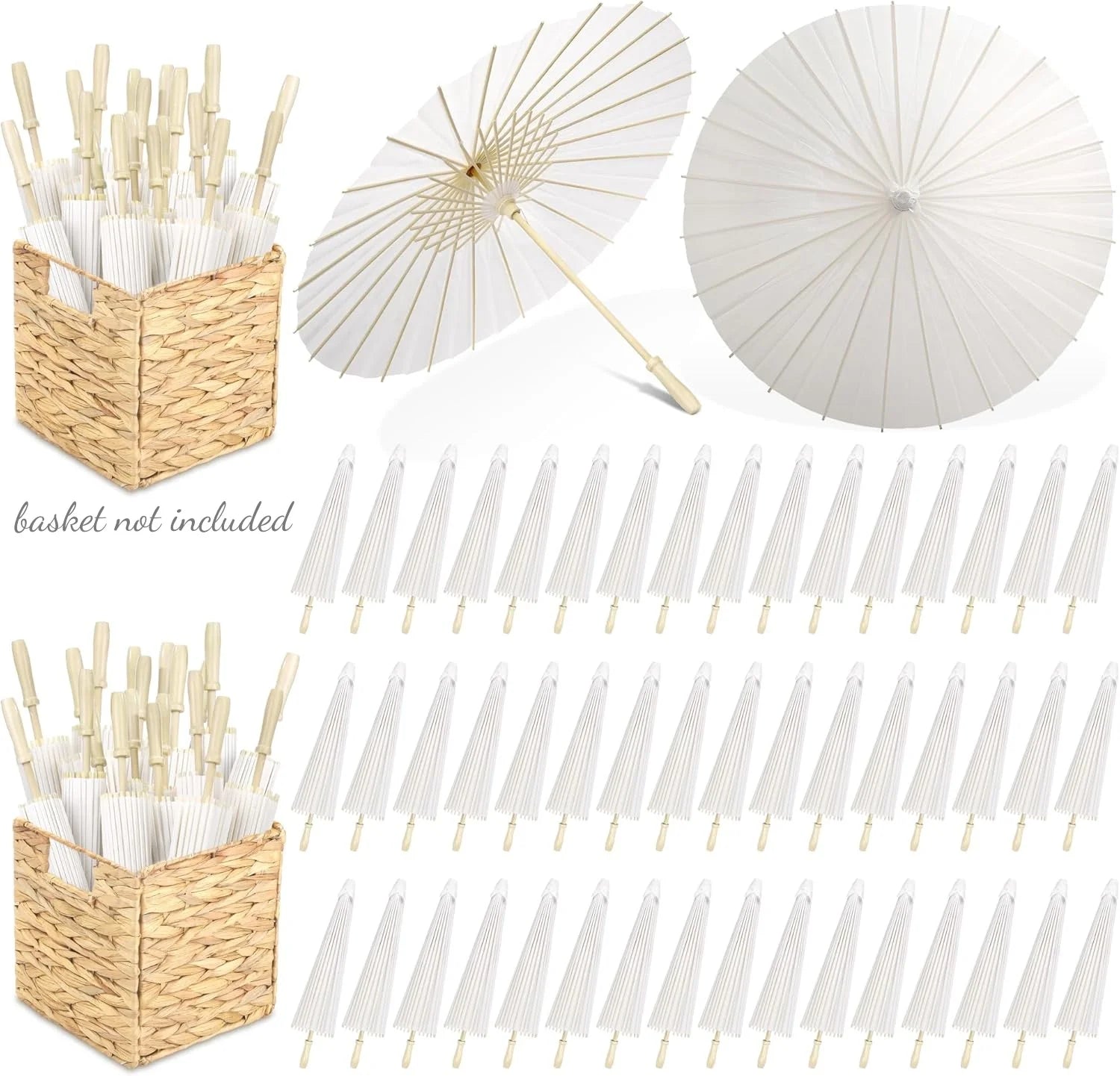White Paper Parasol for Wedding Photo Cosplay Prop DIY Umbrella for Bridal Baby Shower Party 60cm 80cm 10/15/20/30/50/100Pcs
