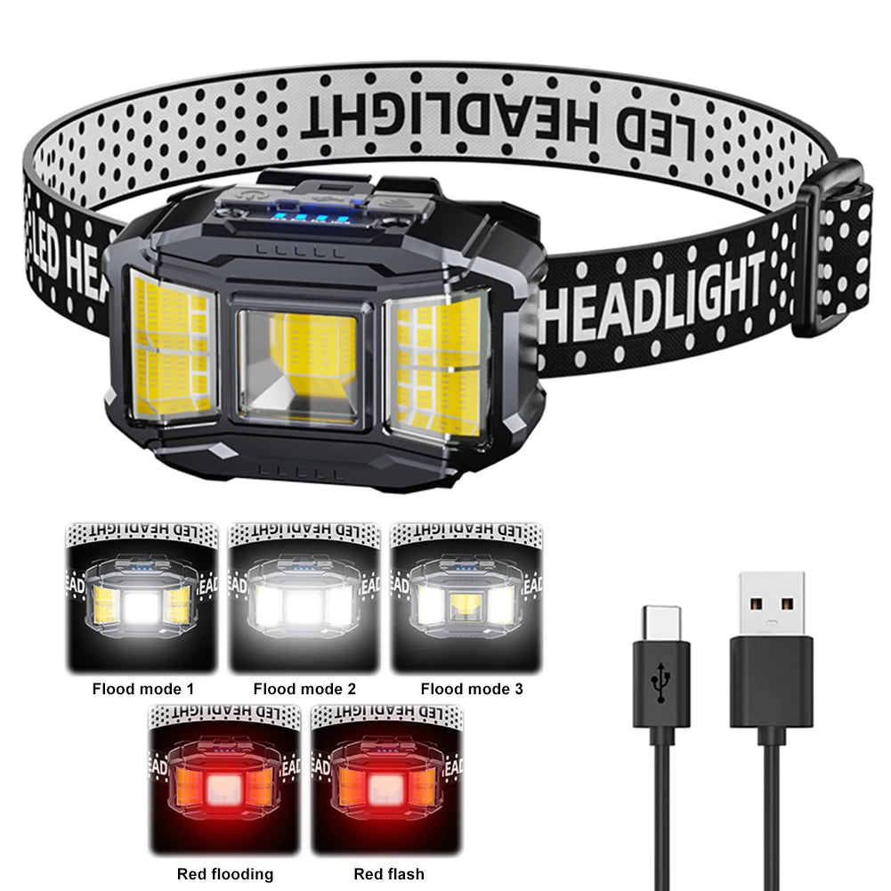 LED Strong Headlight,  Motion Sensor, Induction Headlamp 
owerful for Outdoor Night Fishing