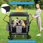 All-Terrain 4-Child Wagon Stroller
 with Removable 5-Point Harness and Storage Organizer, 
Suitable for Outdoor Activities