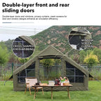 Army Green Waterproof Windproof Inflatable Tent 
for Camping,       4 Season Air Glamping Tent House with Chimney Opening,
AC Vent