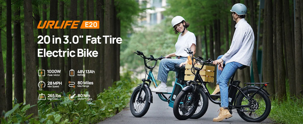 URLIFE 1000W E20 Electric Bike | 48V 13Ah Removable Battery, 
20MPH, 20''X3" Fat Tire, 7-Speed
 with Dual Disc Brake