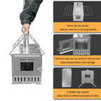 Hot Tent Stove,  , Portable Wood Stove with 6 Stainless Chimney Pipes for Outdoor Heating & Cooking