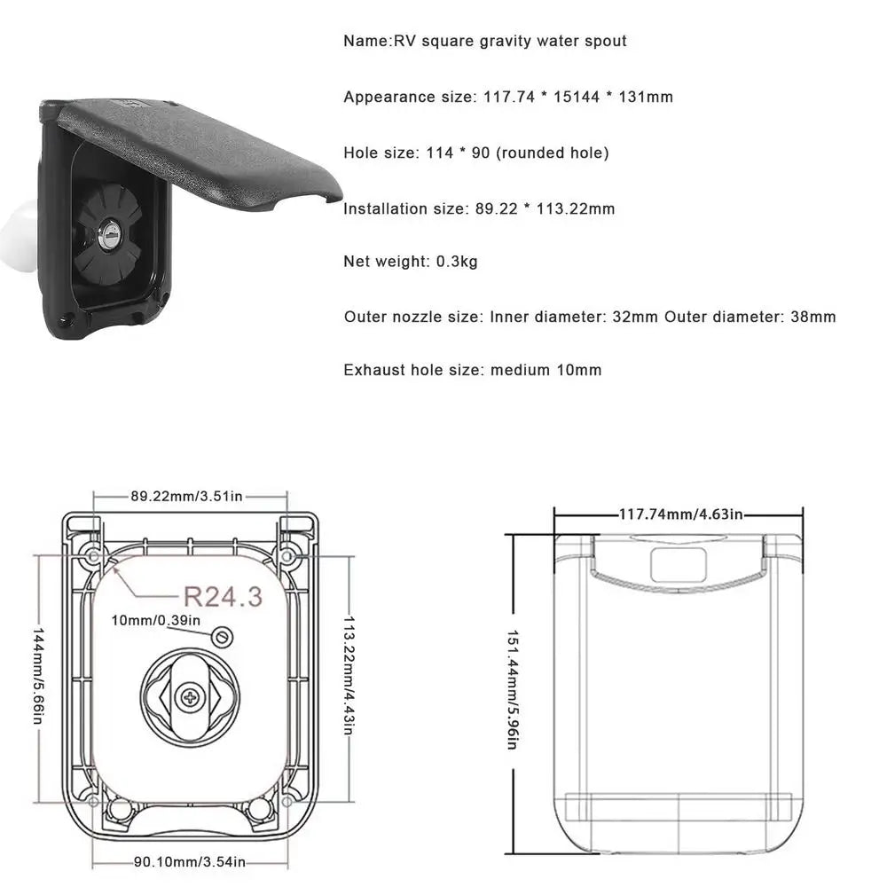 Camper Gravity Water Inlet With Magnetic Cover RV 
Fresh Water Fill Hatch
 Inlet Filter Lockable RV Water Inlet Cover Trailer Tank