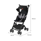 All-Terrain, Ultra Compact Lightweight Travel Stroller with Canopy and Reclining Seat in Velvet Black