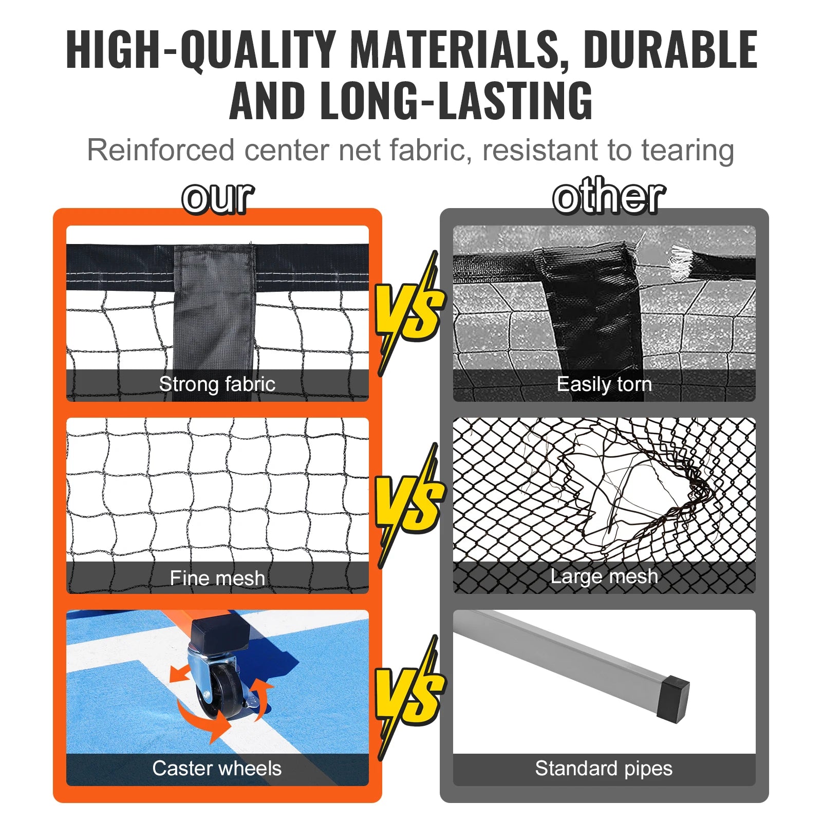 SucceBuy Portable Pickleball Net System
 22FT Full Court Official Regulation Size Pickle Ball Outdoor with Court Line