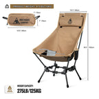 OneTigris Portable Camping Chair. 
Outdoor ,High Back, For Fishing , BBQ,  Parties Indoor Use