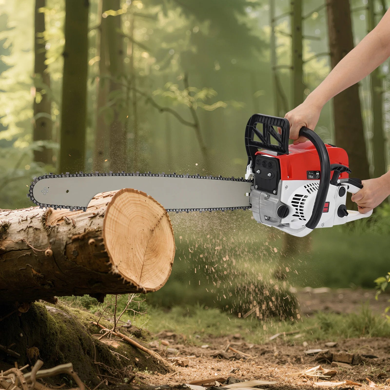 2 Stroke Gas-powered Chainsaw 52CC Gasoline Chain Saw Set Single Cylinder Air-cooled for Cutting Wood