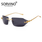 SORVINO Retro Leopard Sunglasses For Women Men 2024 New Classic Metal Gold Polygon Rimless Gradient Brand Fashion Glasses UV400
